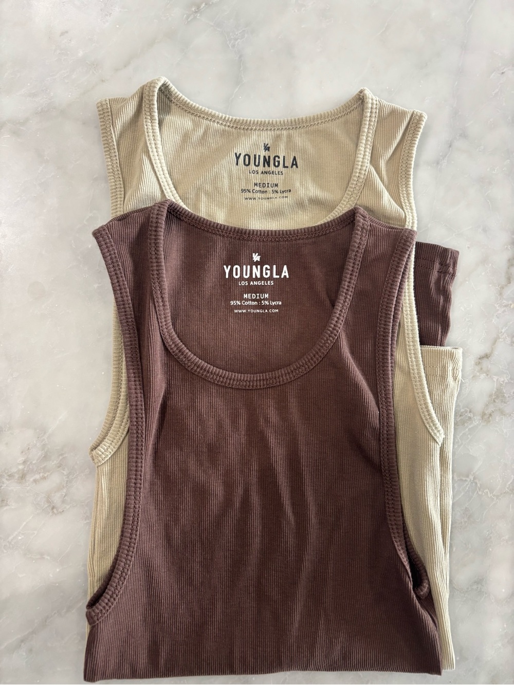 ⚡️Youngla Women's Ribbed Cotton Tank Tops- Brown & Tan